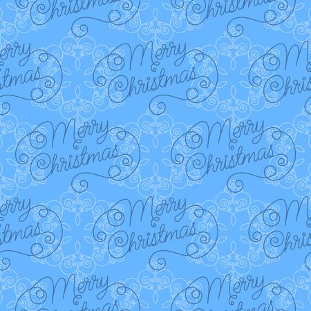 Seamless pattern with hand drawn snowflakes. Merry Christmas text message. Christmas illustration. Template for greeting card, invitation, wrappingのイラスト素材