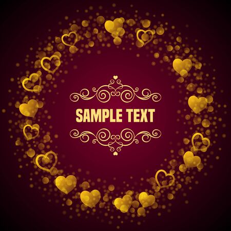 Valentines day card template. Place for text message with hand drawn curly design elements.  Vector illustrationのイラスト素材