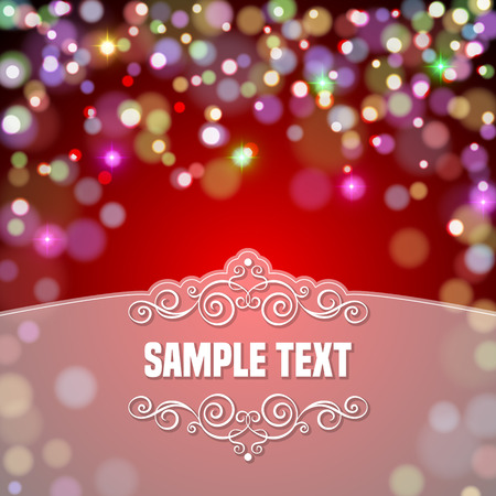 Background with bokeh and sparks.  Place for text with curly design elements. Vector illustrationのイラスト素材