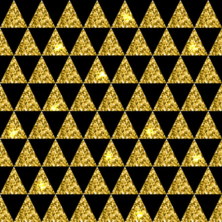 Glittering seamless pattern of triangles on black background. Vector illustrationのイラスト素材