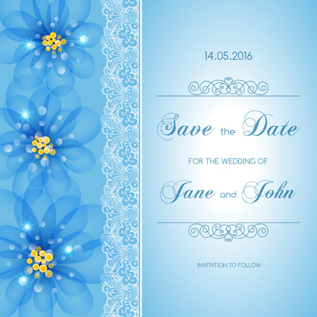 Wedding card or invitation with abstract floral background. Vector illustrationのイラスト素材