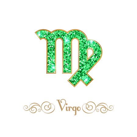 Shiny luxury Zodiac sign Virgo. Glamour design element. Vector illustrationのイラスト素材