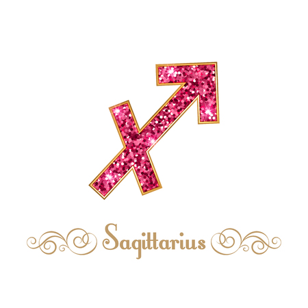 Shiny luxury Zodiac sign Sagittarius. Glamour design element. Vector illustrationのイラスト素材