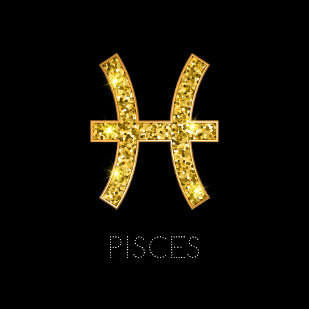 Shiny luxury Zodiac sign Pisces. Glamour design element. Vector illustrationのイラスト素材