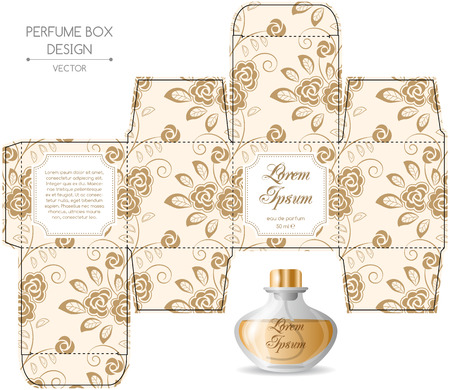 Perfume box design in retro style. Vector illustrationのイラスト素材