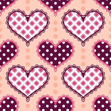 Seamless pattern with colorful stylized hearts. Vector illustrationのイラスト素材