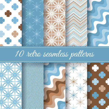 Set of retro seamless patterns for greeting card, invitation, wrapping. Vector illustrationのイラスト素材