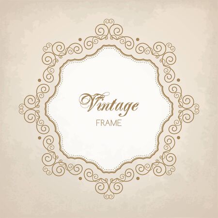 Elegant luxury vintage calligraphy frame. Template for greeting card, invitation, diploma. Vector illustration in retro styleのイラスト素材