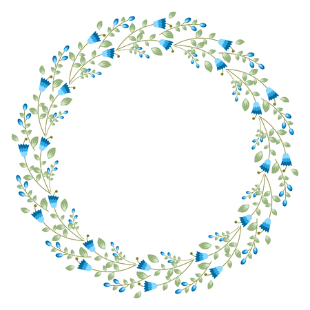 Cute wreath of flowers. Wedding invitations, birthday card templateのイラスト素材