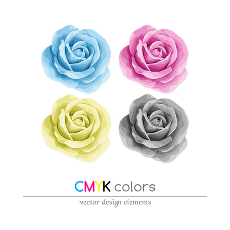 Roses set in CMYK colors. Design element. Vector illustration.のイラスト素材