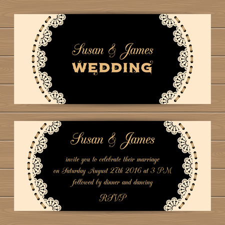 Wedding card or invitation template with lacy borderのイラスト素材