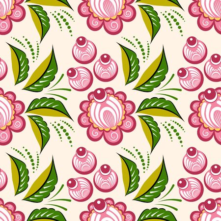 Seamless russian floral pattern. Russian handicraft. Gorodets painting. Vector illustrationのイラスト素材