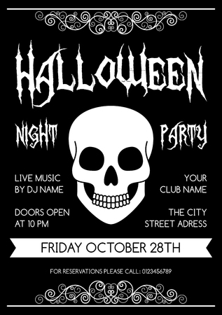 Halloween poster, flyer or invitation design template. Vector illustration.のイラスト素材