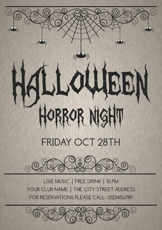 Halloween poster, flyer or invitation design template. Vector illustration.のイラスト素材