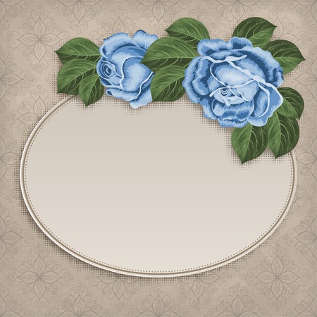 Floral card with hand drawn roses in retro style. Shabby chic vector illustrationのイラスト素材