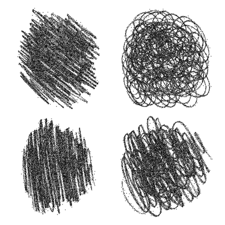 Set of hand drawn scribble shapes. Vector design elementsのイラスト素材