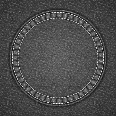Round patch on leather background. Vector illustrationのイラスト素材