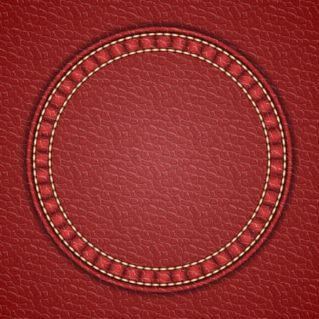 Round patch on leather background. Vector illustrationのイラスト素材