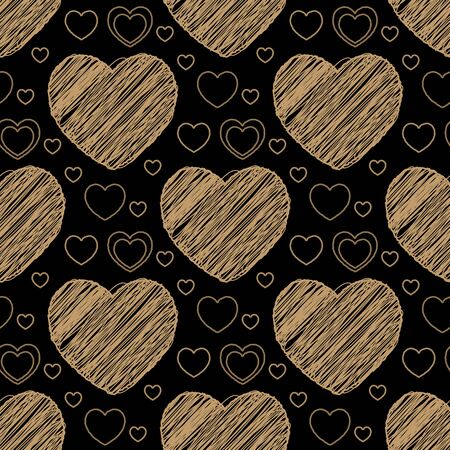 Seamless pattern with scribble hearts. Vector illustrationのイラスト素材