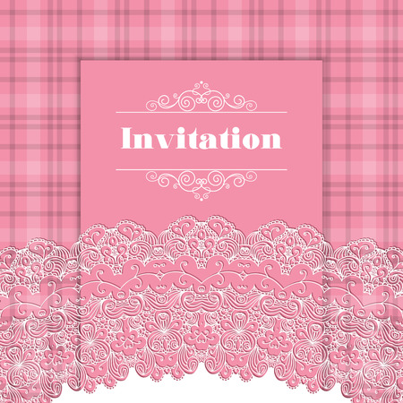Vintage background ornamental lace border. Greeting card or invitation template. Vector illustrationのイラスト素材