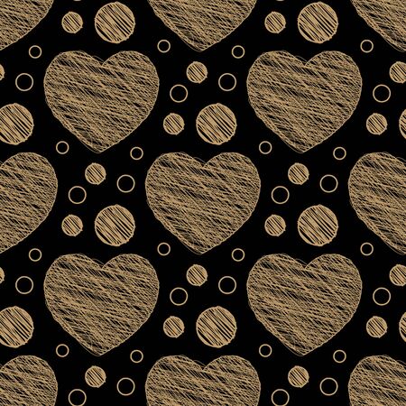 Seamless pattern with scribble hearts. Vector illustrationのイラスト素材