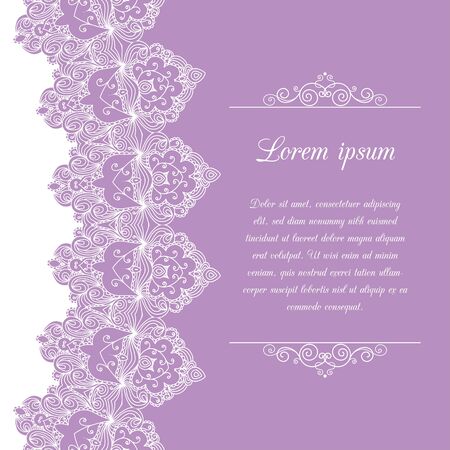 VintagE ornamental lace border. Greeting card or invitation template. Vector illustrationのイラスト素材