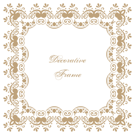 Decorative square frame with swirls. Ornamental background for greeting card or wedding invitation. Vector Illustrationのイラスト素材