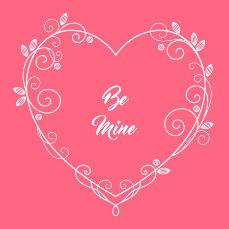 Romantic greeting card with floral stylized heart-shaped frame. Vector Illustrationのイラスト素材