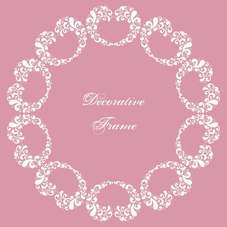 Decorative round frame with swirls. Ornamental background for greeting card or wedding invitation. Vector Illustrationのイラスト素材