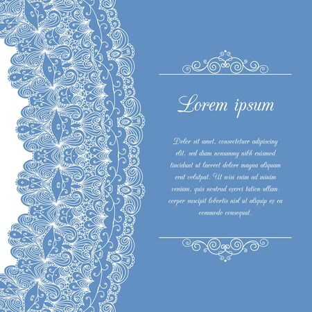 Vintage background ornamental lace border. Greeting card or invitation template.のイラスト素材