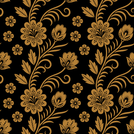 Floral seamless pattern in traditional russian style. Khokhloma painting. Vector Illustrationのイラスト素材