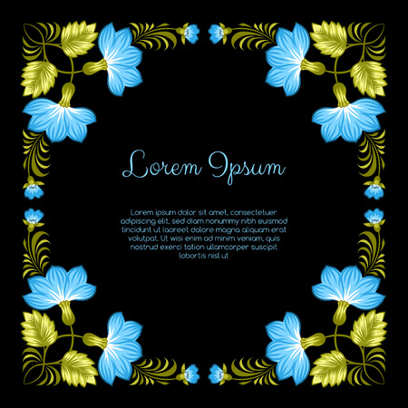 Floral background in ukrainian national style. Petrykivka painting. Vector Illustrationのイラスト素材