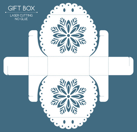 Openwork gift box with a lace ornament. Laser cuttingのイラスト素材