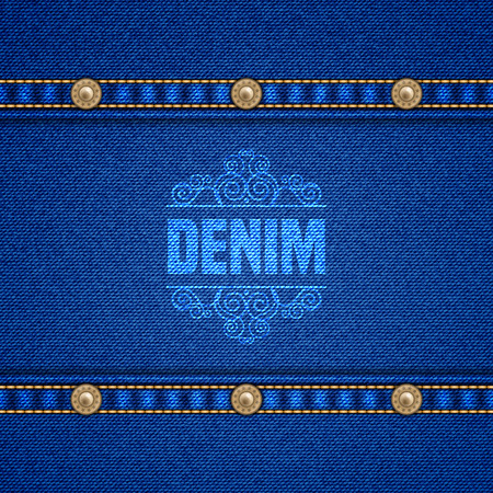 Denim background with decorative seams and rivets. Vector Illustrationのイラスト素材