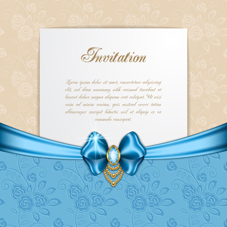Retro background with silk bow. Greeting card or invitation template. Vector Illustrationのイラスト素材