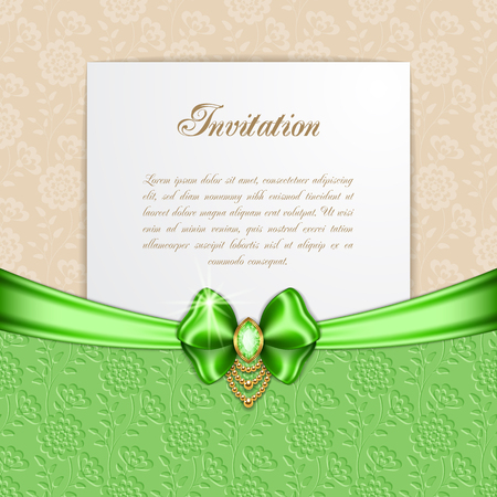 Retro background with silk bow. Greeting card or invitation template. Vector Illustrationのイラスト素材