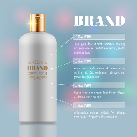 Set of cosmetic products on blue background. Packaging template. Vector illustrationのイラスト素材