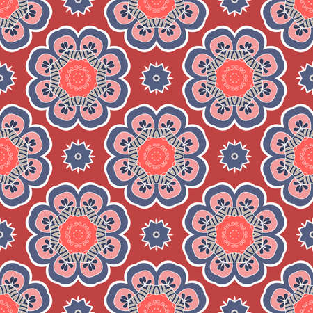 Abstract stylized floral seamless pattern. Hand drawn vector illustration