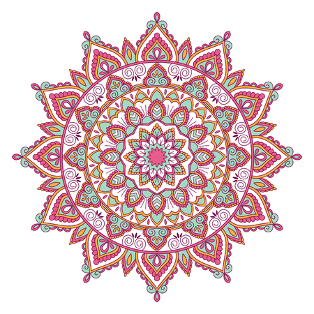 Ethnic ornamental mandala. Decorative design element. Hand drawn vector illustrationのイラスト素材