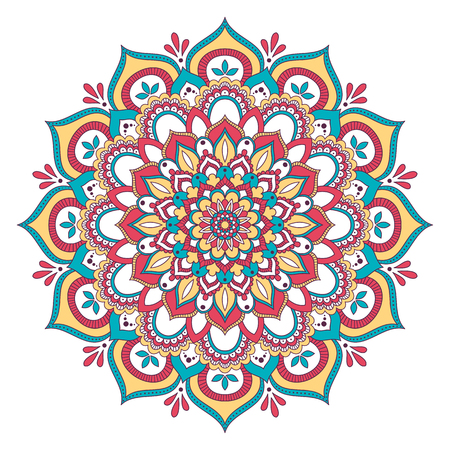Ethnic ornamental mandala. Decorative design element. Hand drawn vector illustrationのイラスト素材