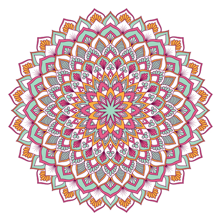 Ethnic ornamental mandala. Decorative design element. Hand drawn vector illustrationのイラスト素材