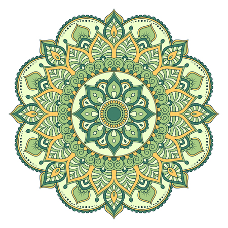 Ethnic ornamental mandala. Decorative design element. Hand drawn vector illustrationのイラスト素材