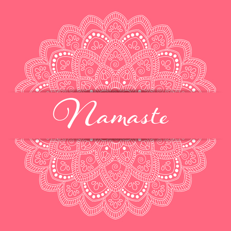 Flyer or brochure template with hand drawn mandala pattern. Yoga classes banner. Vector Illustrationのイラスト素材