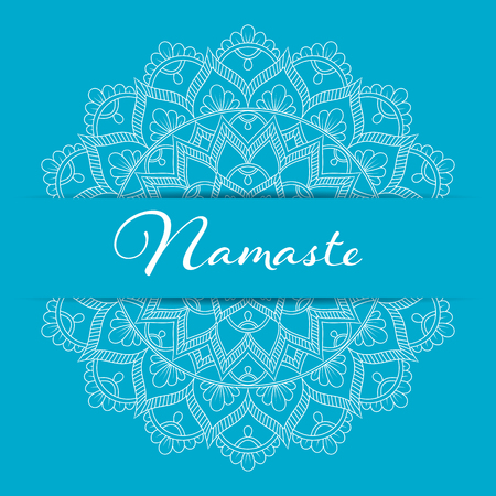 Flyer or brochure template with hand drawn mandala pattern. Yoga classes banner illustration.のイラスト素材