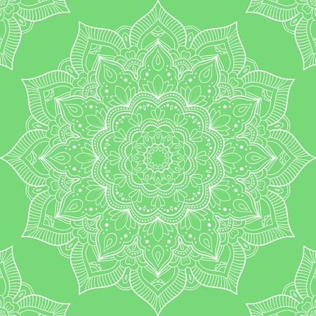 Seamless pattern with mandala ornament. Hand drawn vector illustrationのイラスト素材