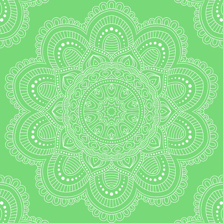 Seamless pattern with mandala ornament. Hand drawn vector illustrationのイラスト素材