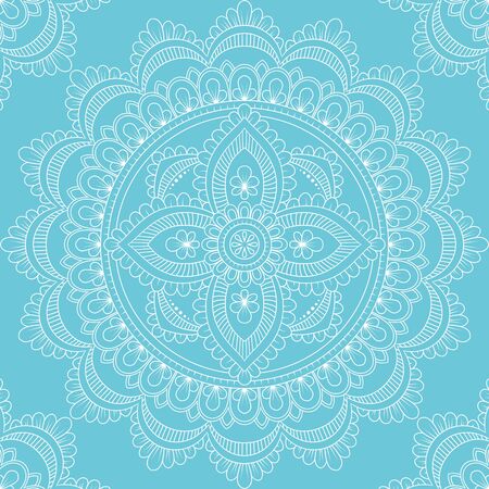Seamless pattern with mandala ornament. Hand drawn vector illustrationのイラスト素材