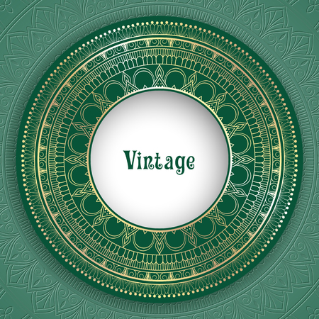 Vintage ornamental round frame for greeting card, invitation or packaging design. Vector Illustrationのイラスト素材