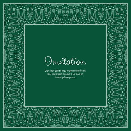 Abstract ornamental lace frame for greeting card or invitation. Vector Illustrationのイラスト素材