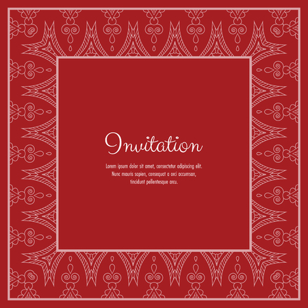 Abstract ornamental lace frame for greeting card or invitation. Vector Illustrationのイラスト素材